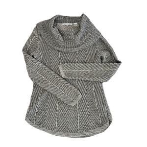 Eight Eight Eight Women's Texture Cowl Neck Sweater Gray White Cotton Size M